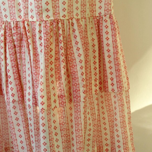 Vintage 1960s 1970s Skirt and Blouse, Neiman-Marcus Orange and Cream Peasant Sty - Picture 3 of 10